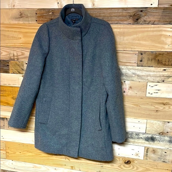 J.Crew Mercantile size 10 Gray Wool with Satin Liner Mock Neck Coat with Pockets - Picture 1 of 7
